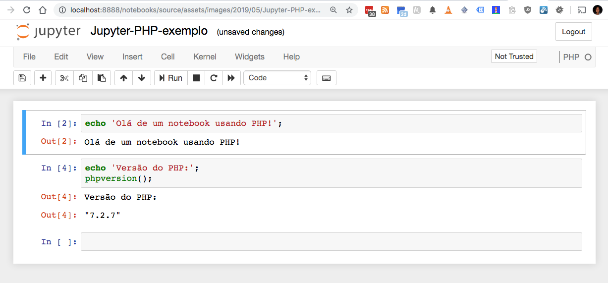 Um exemplo de Jupyter Notebook usando o kernel PHP